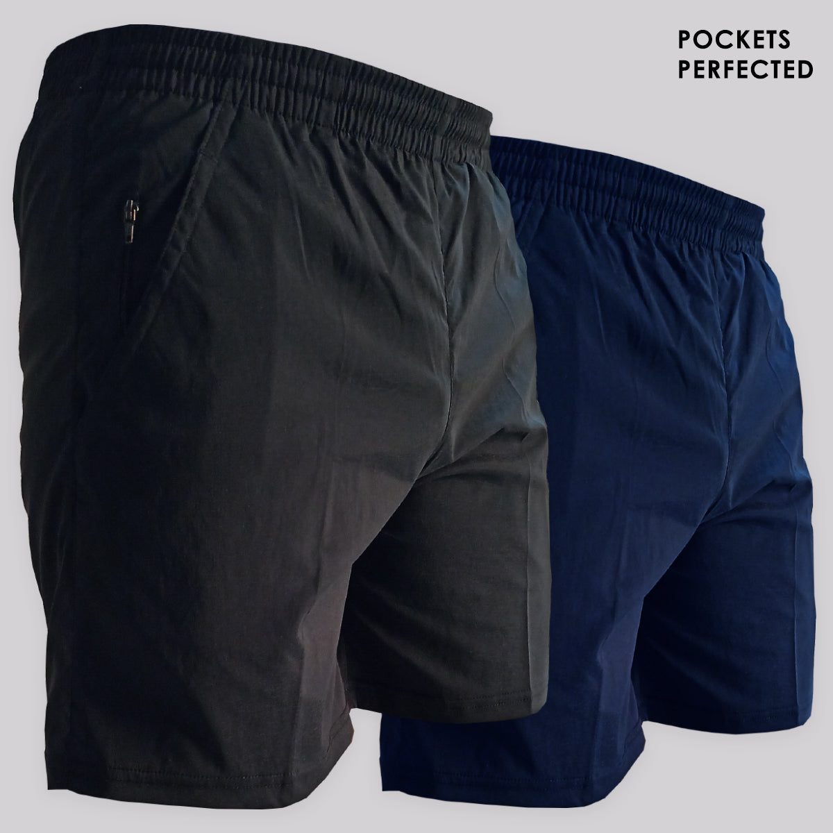 Set of 2 Spring Summer Shorts (Navy & Black) + Men Perfume (Free)
