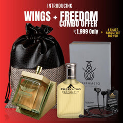 SPECIAL COMBO OFFER: WINGS: (120ml EDP) Manly Perfume + FREEDOM (100ml EDP) Masculine Perfume + A Smart Handsfree FREE <p style="font-size:15px; color: green;">Lasts 6-8 Hours</p>